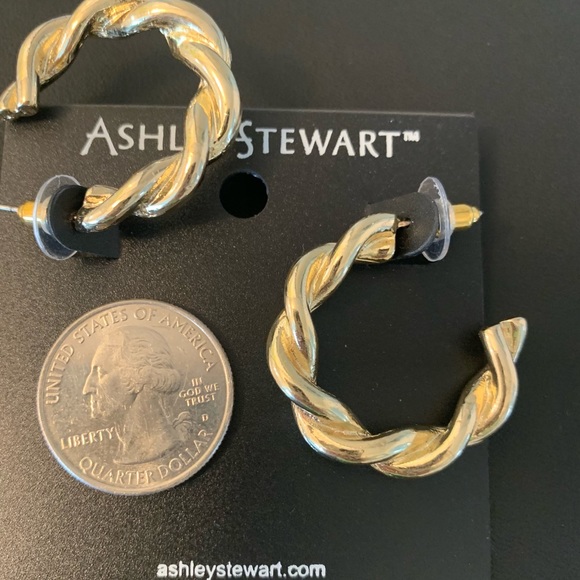 Ashley Stewart Chunky Twisted Hoop Earrings - Picture 4 of 5